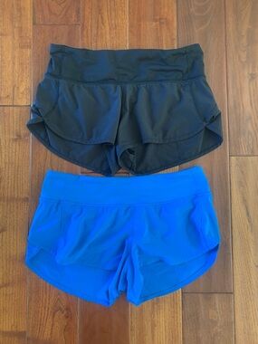 Lot of 2 Lululemon Speed Up Shorts Size 6 Poolside Blue & Black Running Run 2.5"